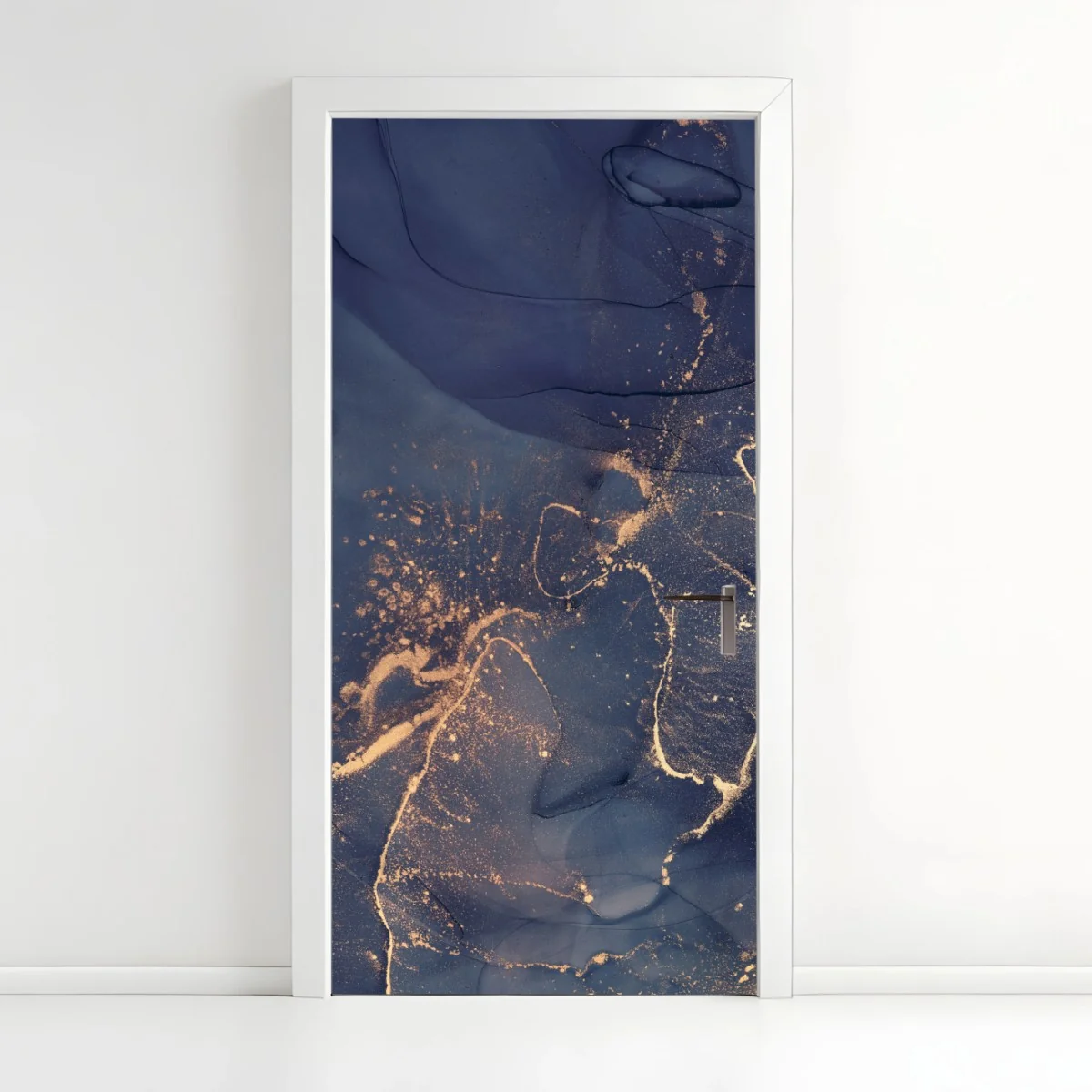 Door sticker navy marble abstract with gold veins • Wallissimo® Door sticker navy marble abstract with gold veins • Wallissimo®