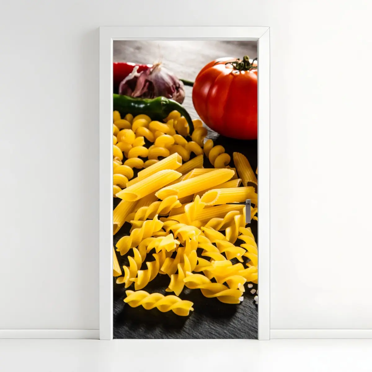 Door sticker assorted dry pasta and fresh ingredients ⁕ Wallissimo® Door sticker assorted dry pasta and fresh ingredients ⁕ Wallissimo®