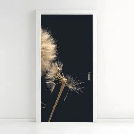 Door sticker delicate dandelion seeds on dark background • Wallissimo®