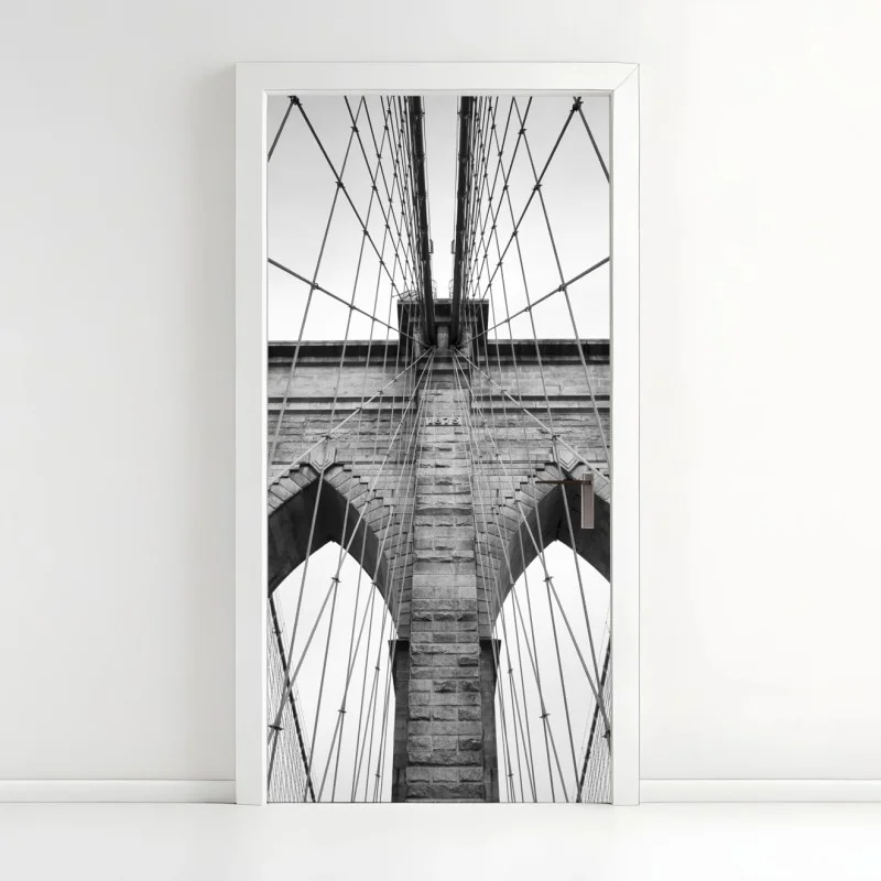 Door sticker monochrome suspension bridge architecture