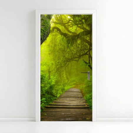 Door sticker mystical green forest path • Wallissimo®