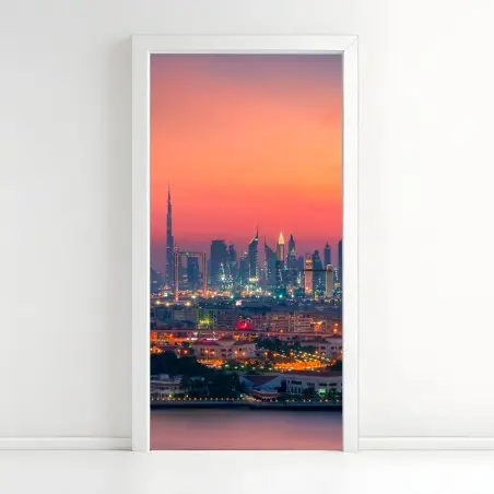 Door sticker Dubai skyline at sunset • Wallissimo®