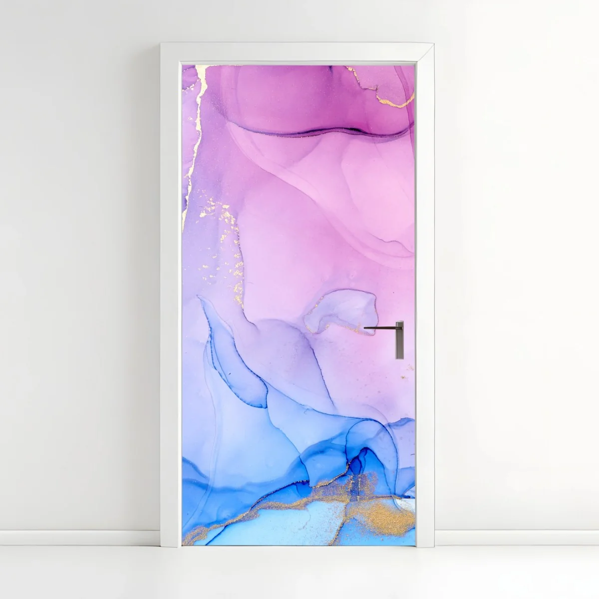 Door sticker pink and blue marble fluid abstract ⁕ Wallissimo® Door sticker pink and blue marble fluid abstract ⁕ Wallissimo®