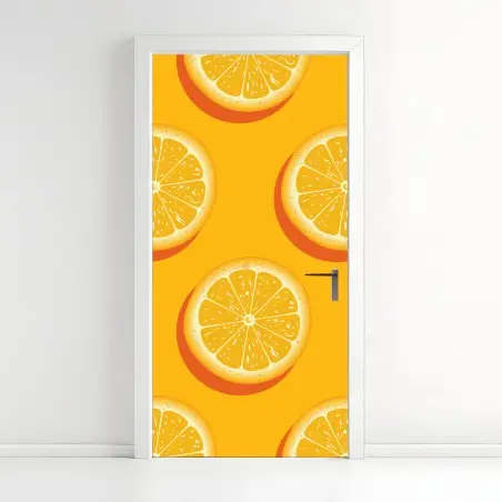 Door sticker vibrant orange citrus pattern • Wallissimo®