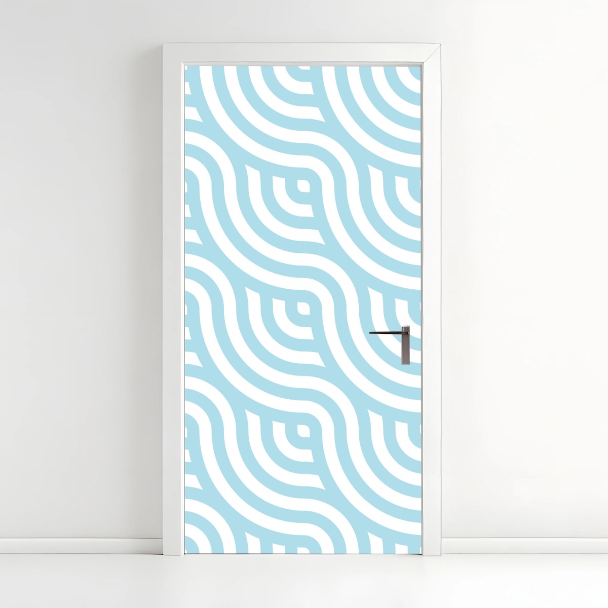 Door sticker soft turquoise geometric wave pattern • Wallissimo® Door sticker soft turquoise geometric wave pattern • Wallissimo®