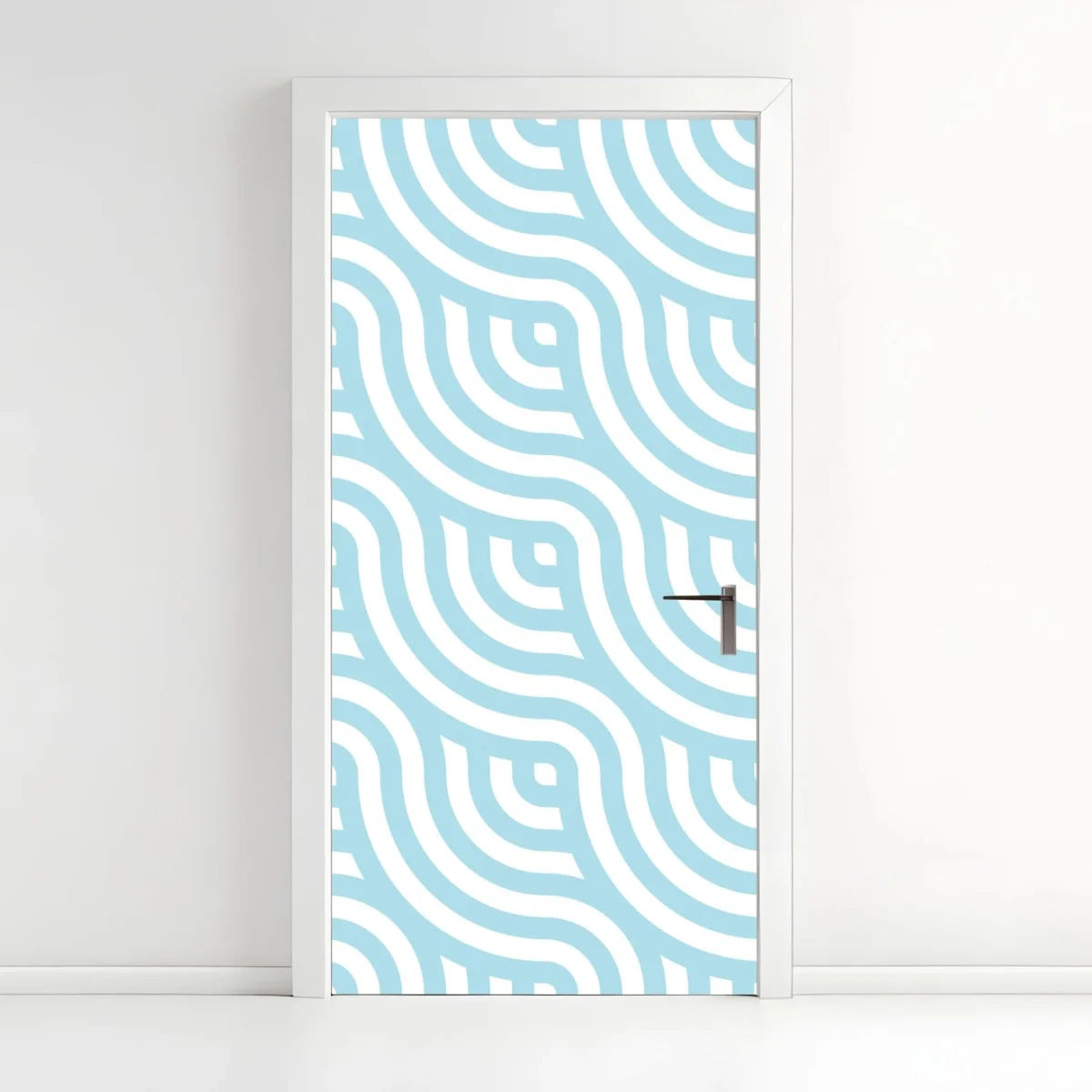 Door sticker soft turquoise geometric wave pattern ⁕ Wallissimo® Door sticker soft turquoise geometric wave pattern ⁕ Wallissimo®
