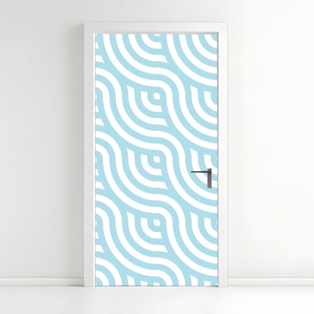 Door sticker soft turquoise geometric wave pattern • Wallissimo®