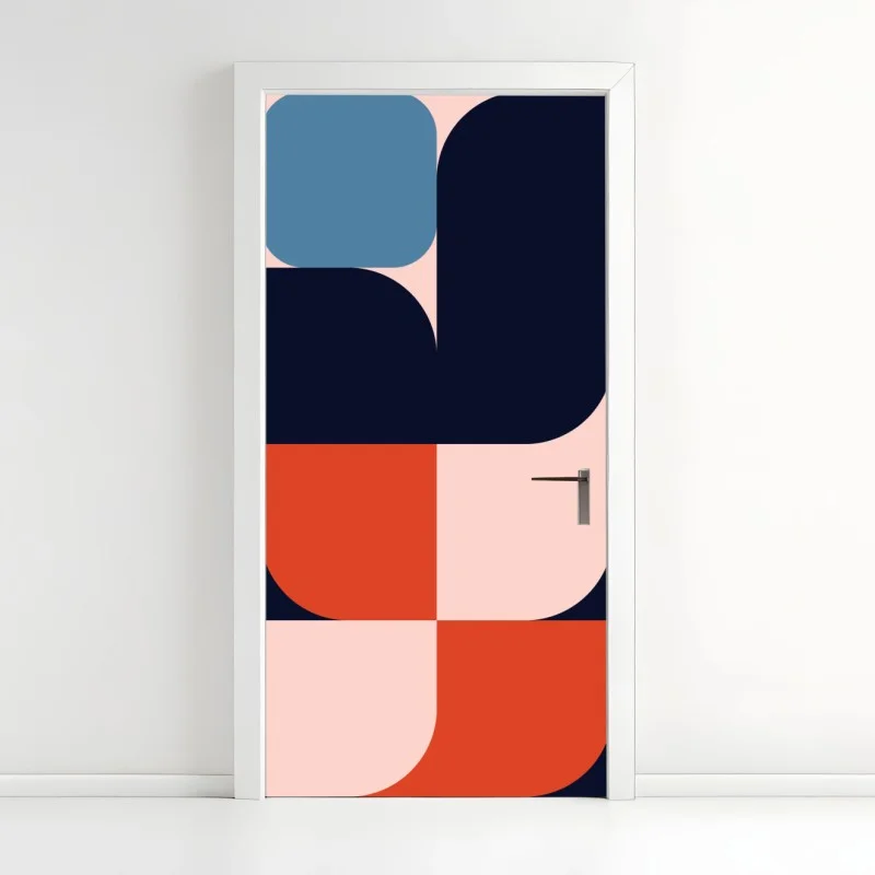 Door sticker bold geometric retro pattern