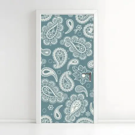 Door sticker teal paisley ornamental pattern • Wallissimo®