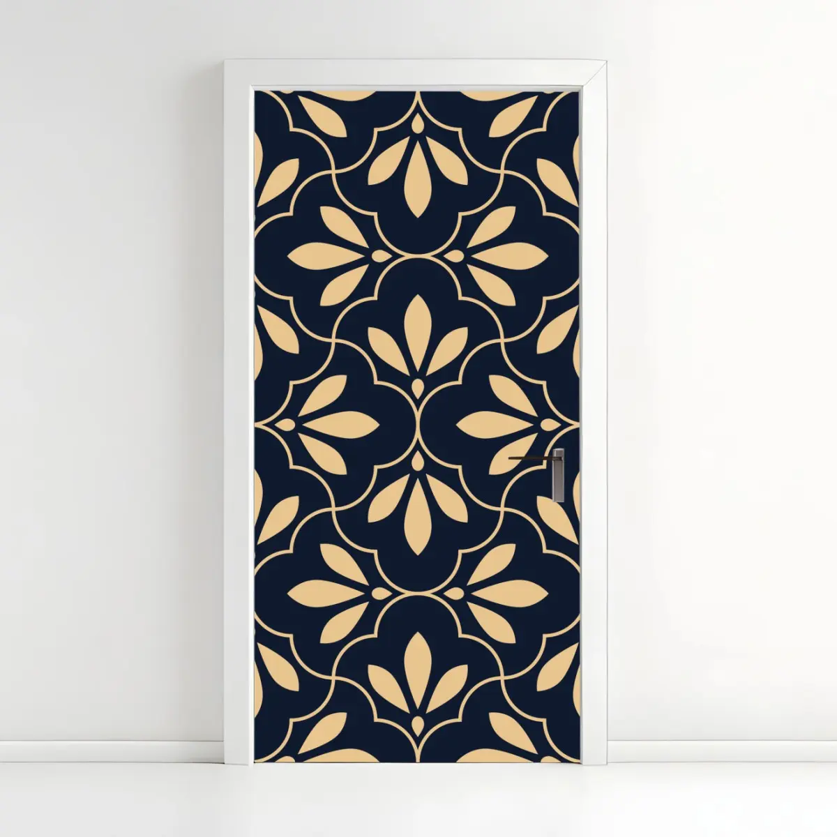 Door sticker navy and beige ornamental pattern • Wallissimo® Door sticker navy and beige ornamental pattern • Wallissimo®