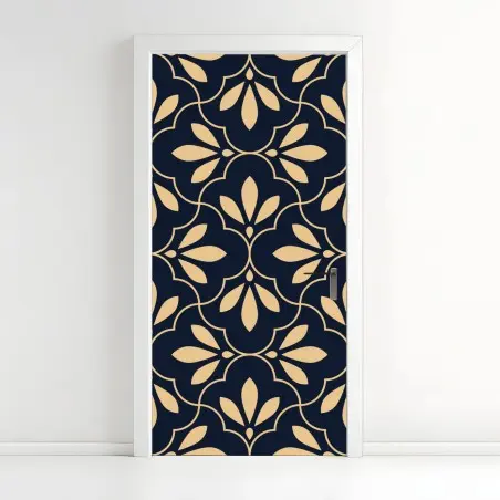 Door sticker navy and beige ornamental pattern • Wallissimo®