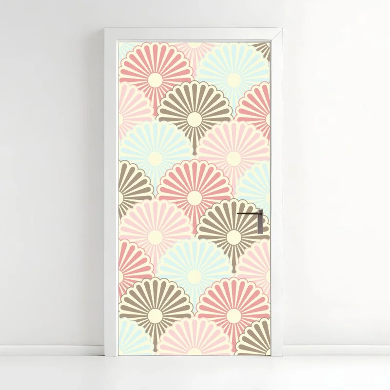 Door sticker pastel scallop fan pattern