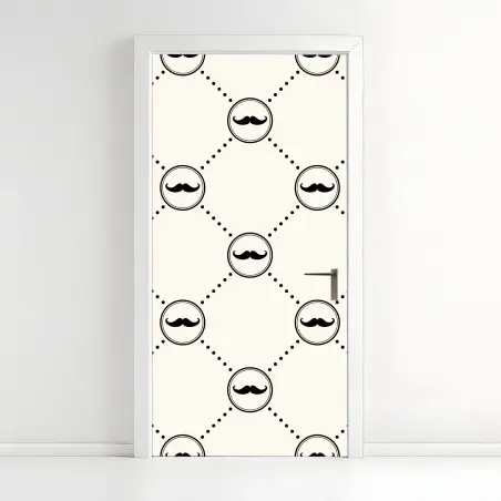 Door sticker playful mustache repeat pattern • Wallissimo®