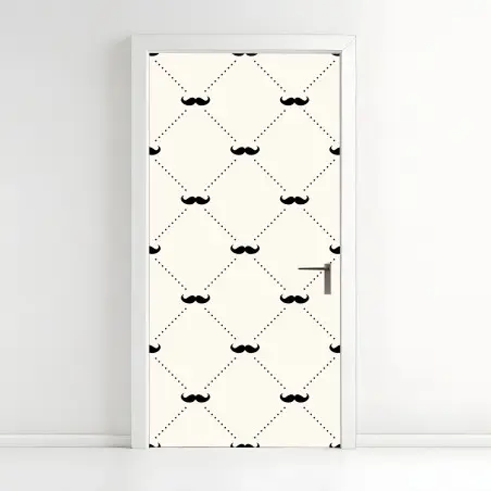 Door sticker playful mustache pattern • Wallissimo®