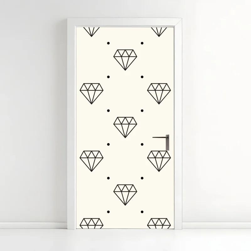 Door sticker minimalist diamond pattern with dots