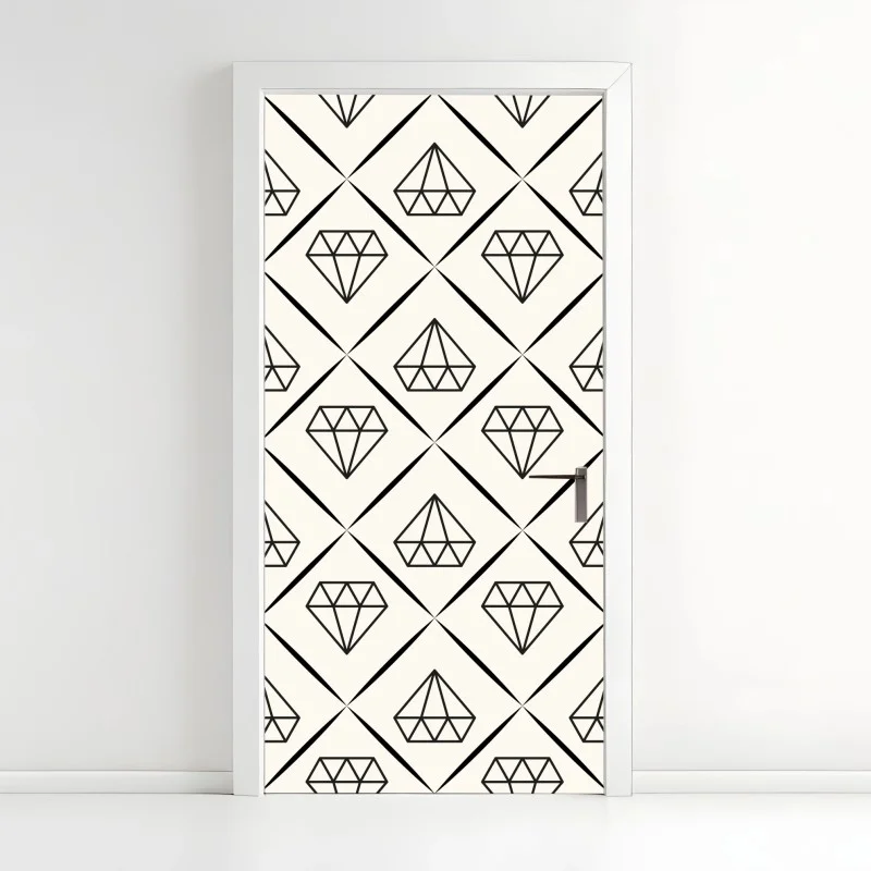 Door sticker geometric diamond repeat pattern