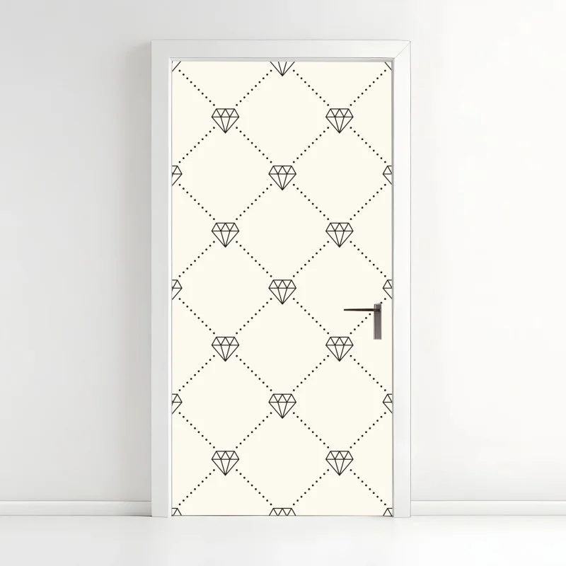 Door sticker diamond lattice pattern on beige background