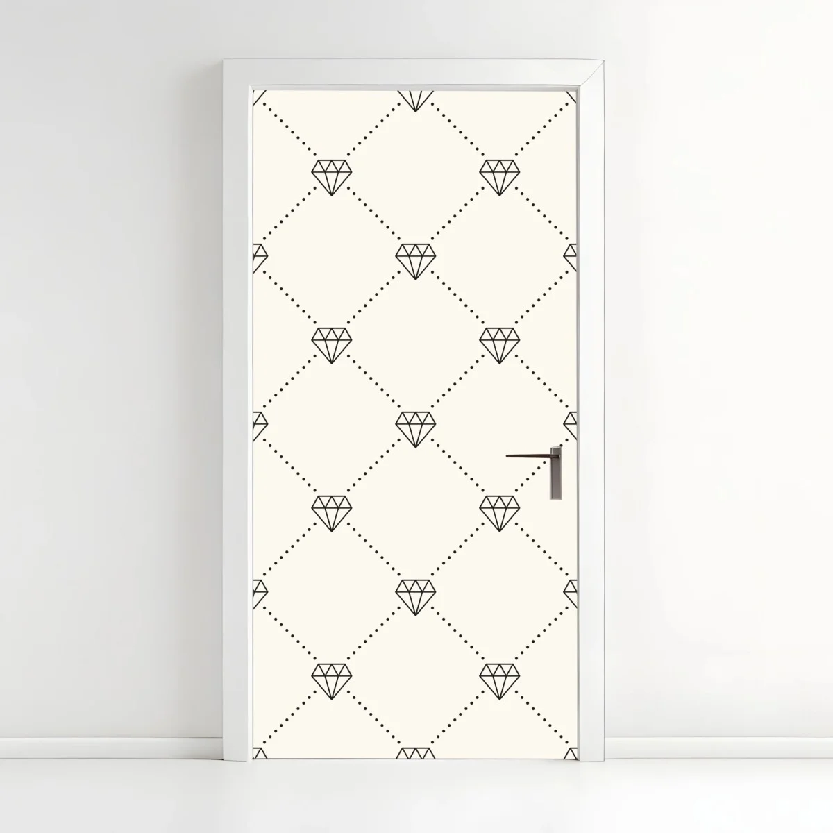 Door sticker diamond lattice pattern on beige background ⁕ Wallissimo® Door sticker diamond lattice pattern on beige background ⁕ Wallissimo®