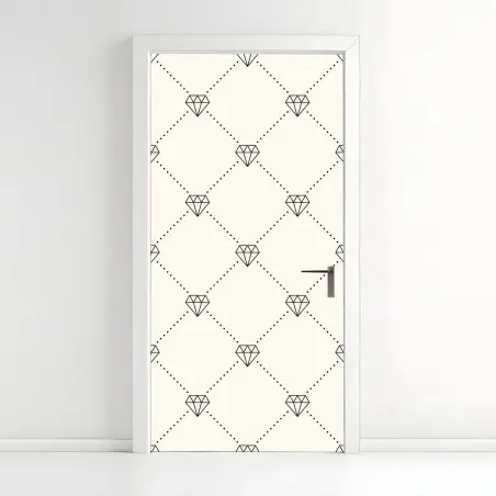 Door sticker diamond lattice pattern on beige background • Wallissimo®