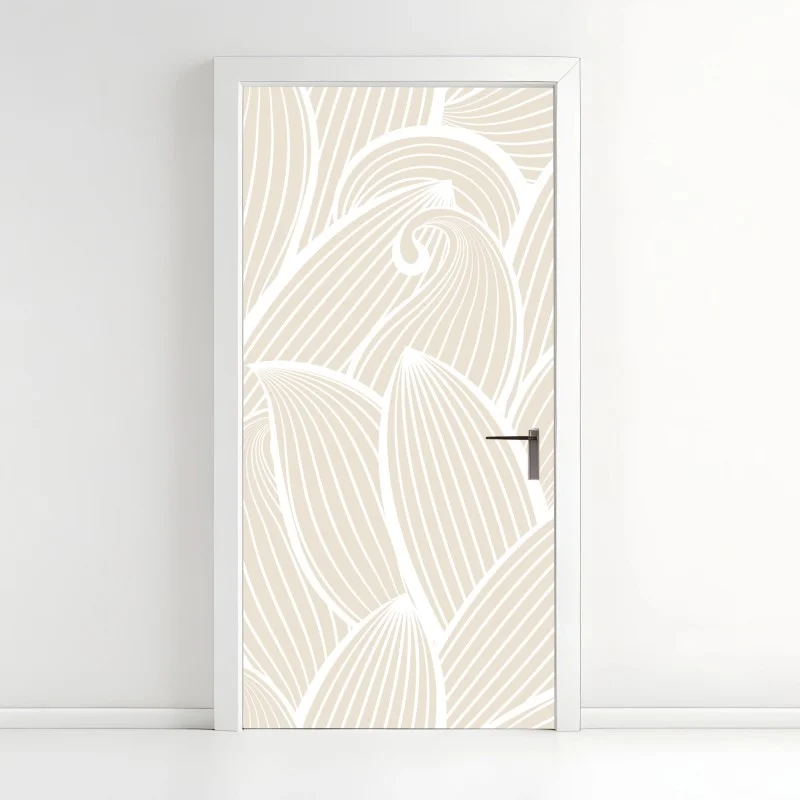 Door sticker soft beige botanical pattern