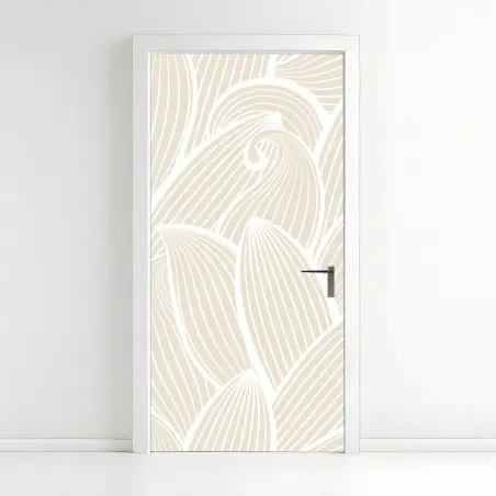 Door sticker soft beige botanical pattern • Wallissimo®