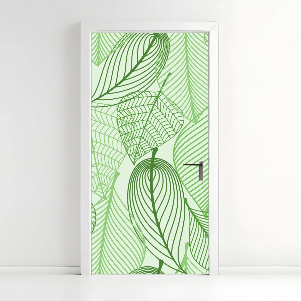Door sticker green botanical leaf pattern • Wallissimo® Door sticker green botanical leaf pattern • Wallissimo®