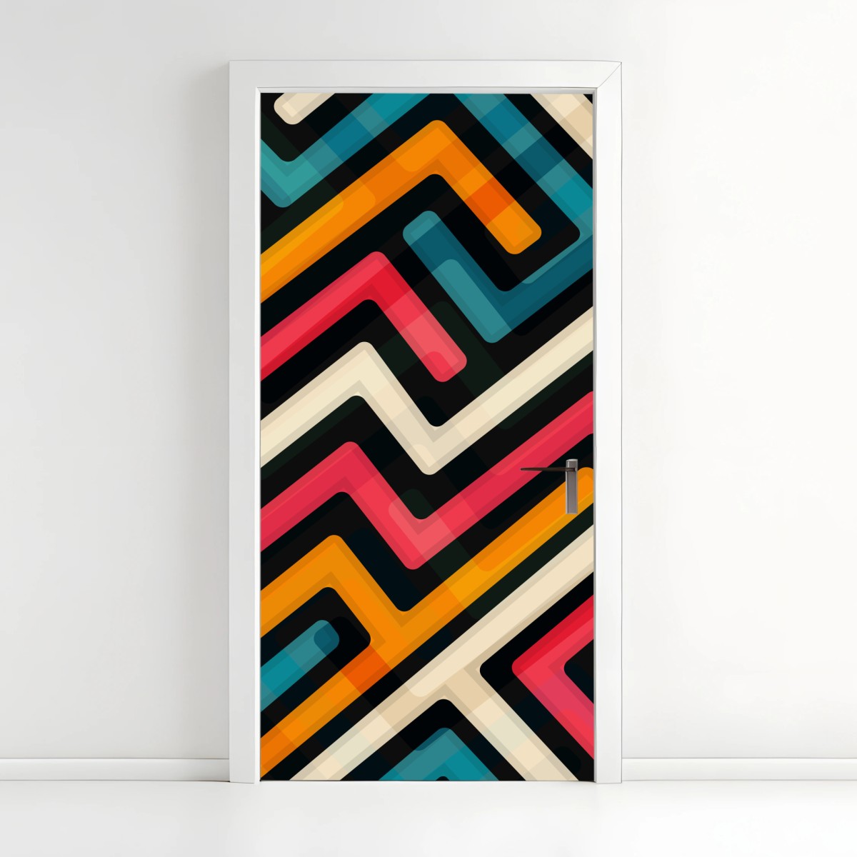 Door sticker colorful geometric maze pattern • Wallissimo® Door sticker colorful geometric maze pattern • Wallissimo®