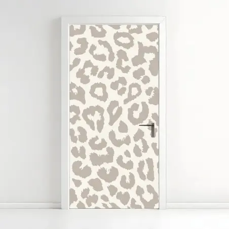 Door sticker neutral beige leopard print pattern • Wallissimo®