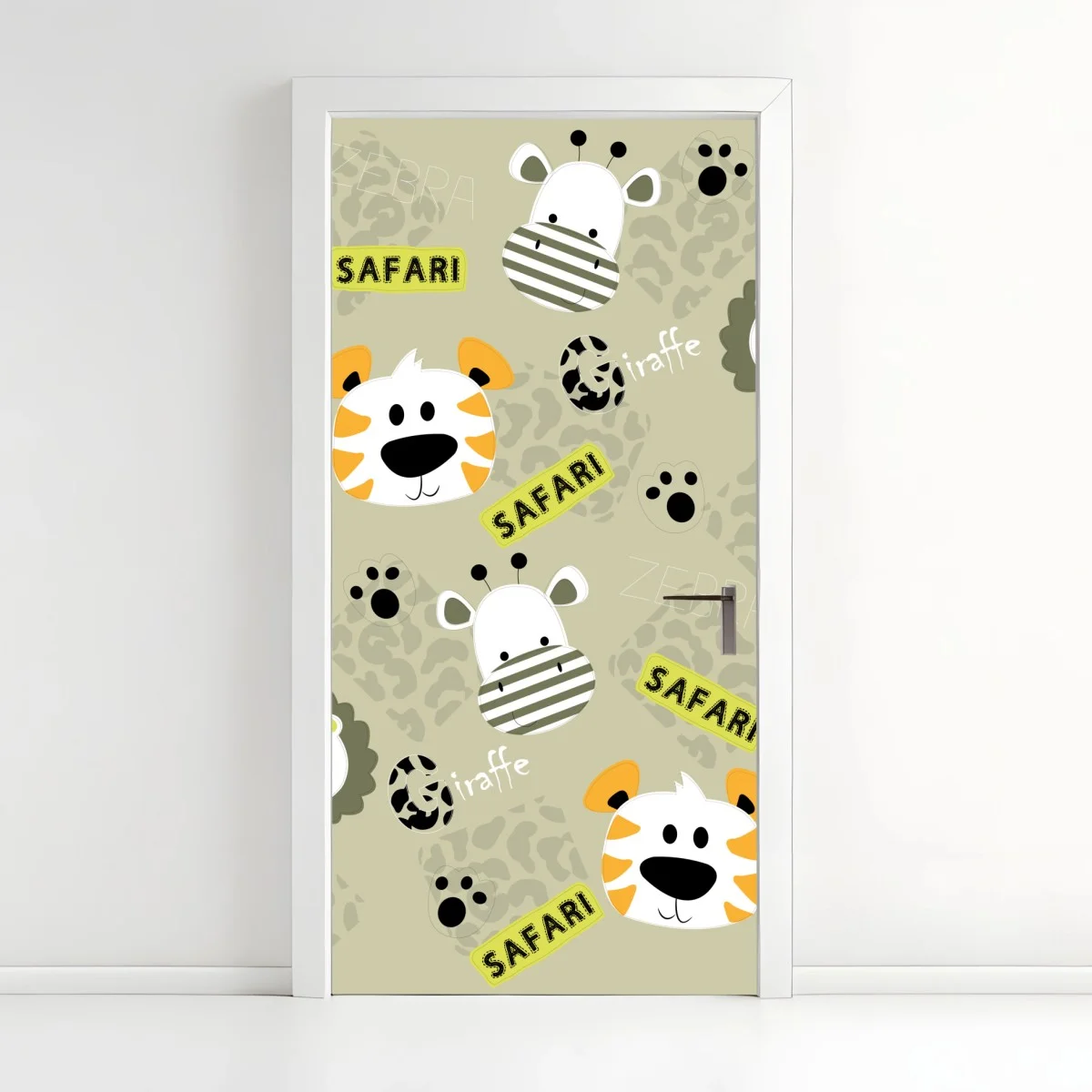 Door sticker cute safari animals nursery pattern ⁕ Wallissimo® Door sticker cute safari animals nursery pattern ⁕ Wallissimo®
