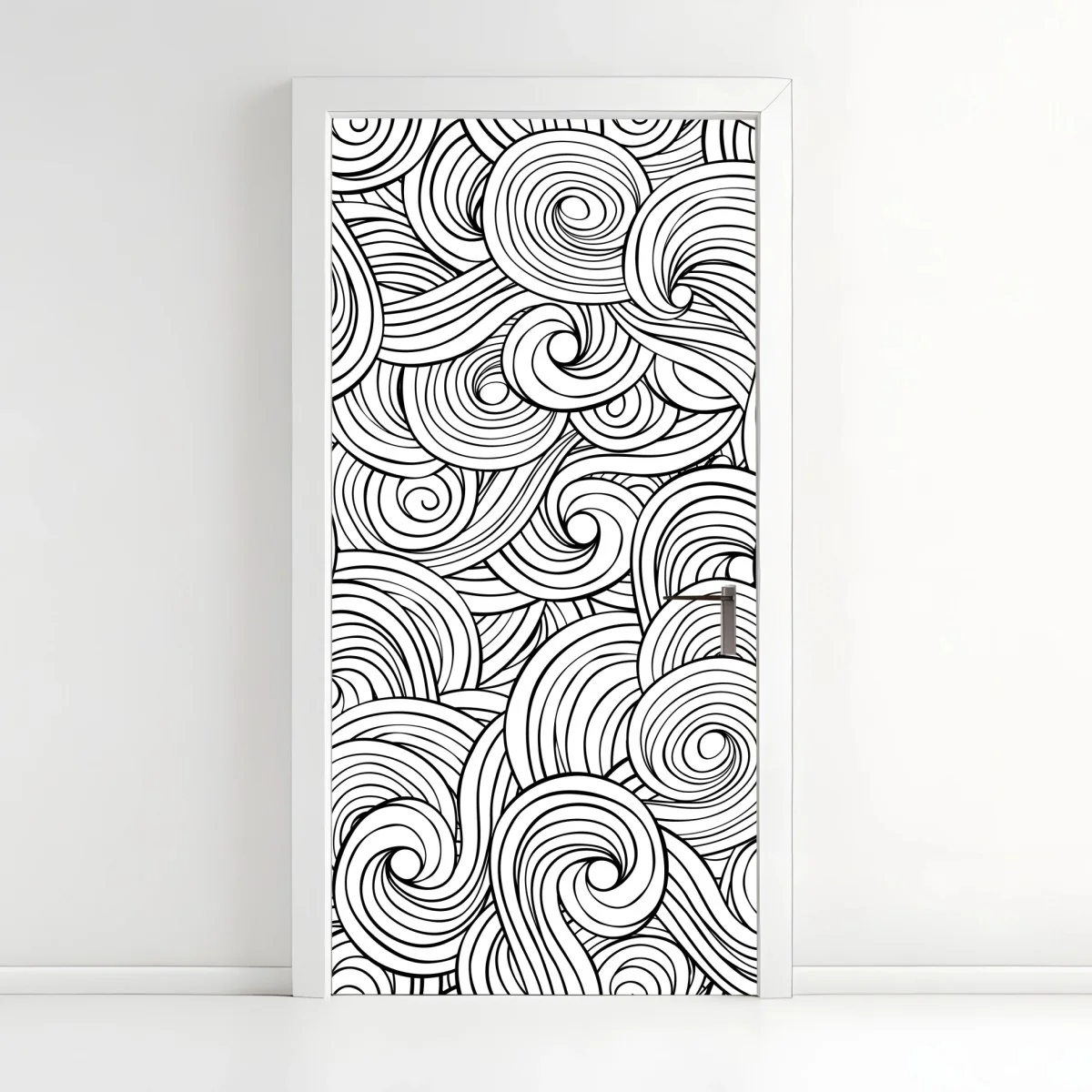 Door sticker black and white swirl pattern ⁕ Wallissimo® Door sticker black and white swirl pattern ⁕ Wallissimo®