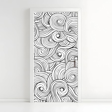 Door sticker black and white swirl pattern • Wallissimo®