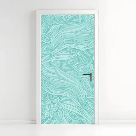 Door sticker turquoise wave pattern wall art • Wallissimo®