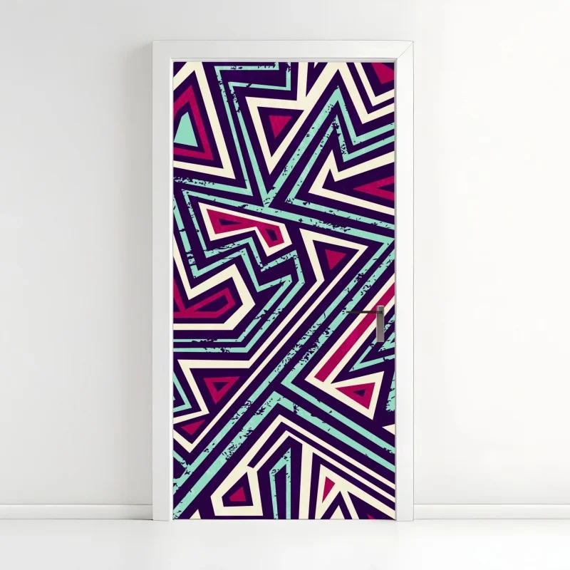 Door sticker bold geometric triangle pattern
