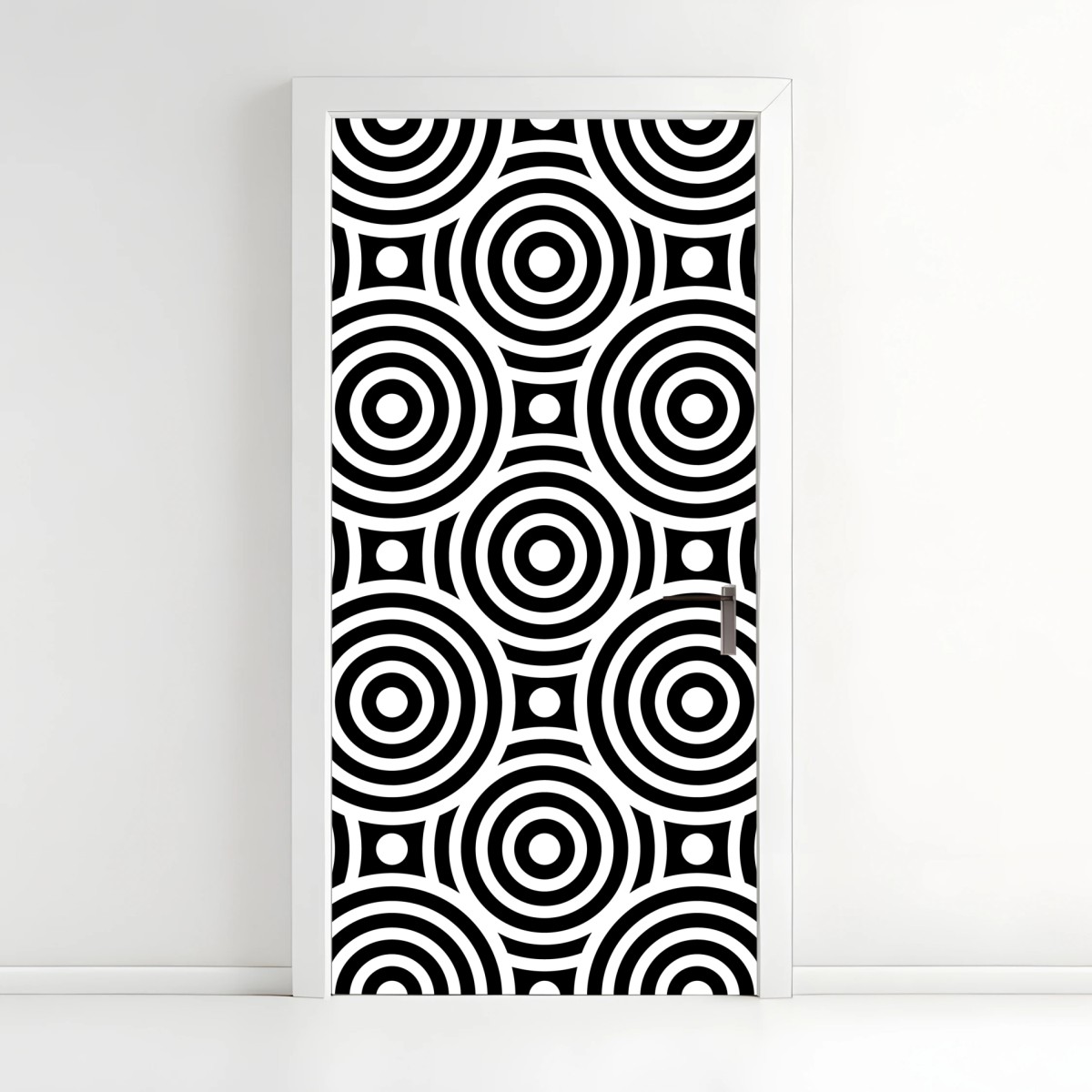 Door sticker black and white concentric circle pattern • Wallissimo® Door sticker black and white concentric circle pattern • Wallissimo®