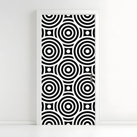Door sticker black and white concentric circle pattern • Wallissimo®