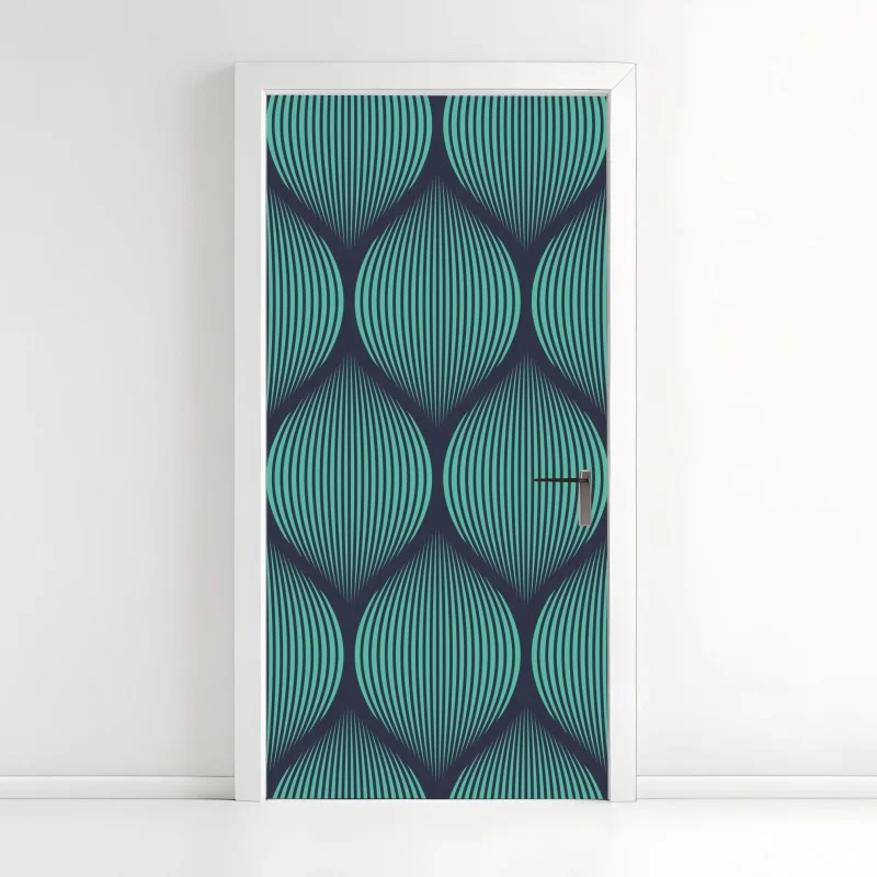 Door sticker turquoise geometric teardrop pattern