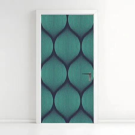 Door sticker turquoise geometric teardrop pattern • Wallissimo®