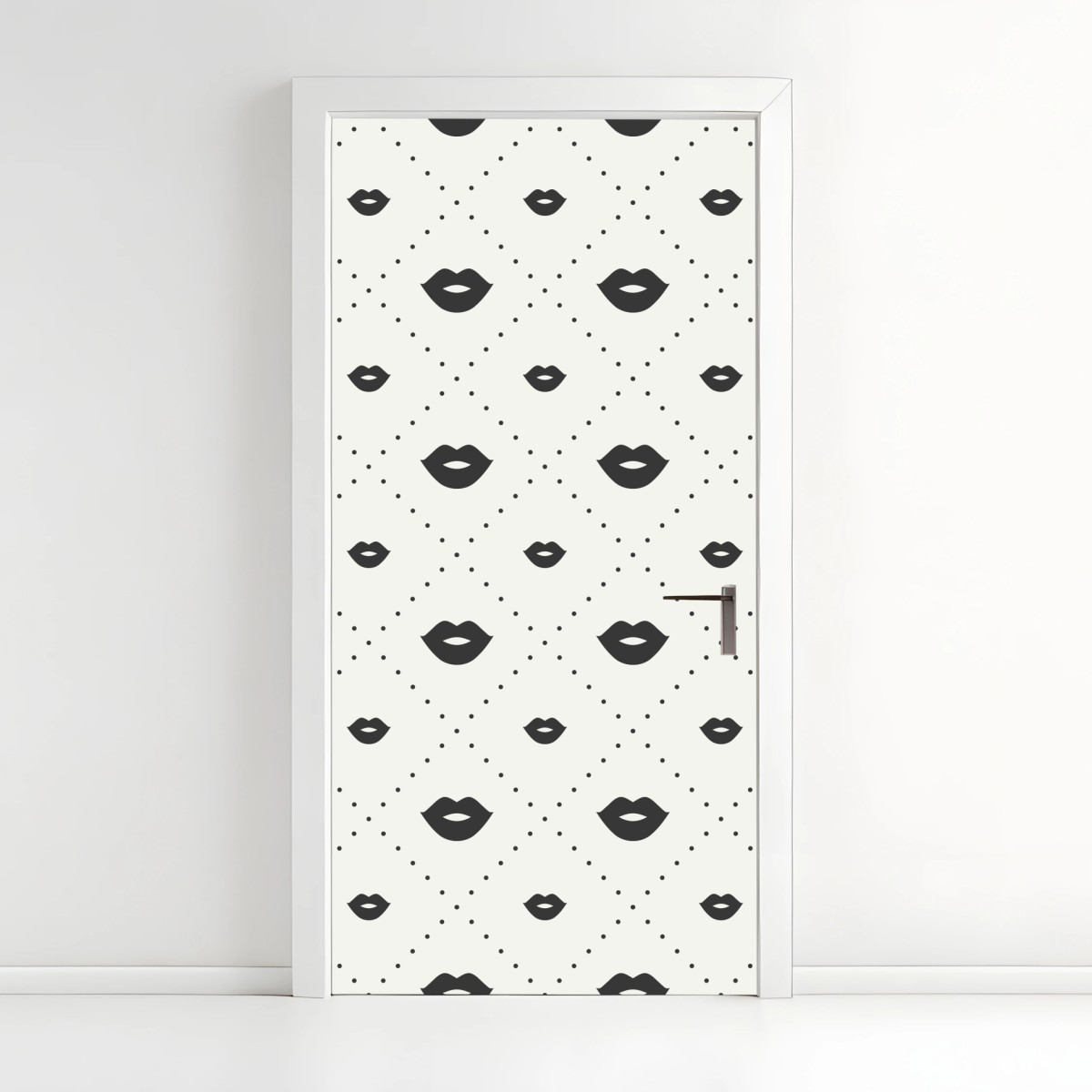 Door sticker minimalist monochrome lips pattern • Wallissimo® Door sticker minimalist monochrome lips pattern • Wallissimo®