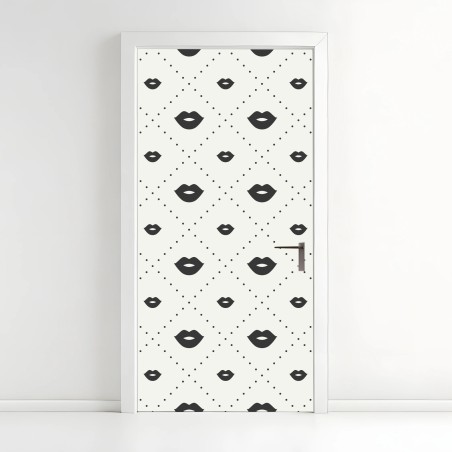 Door sticker minimalist monochrome lips pattern • Wallissimo®