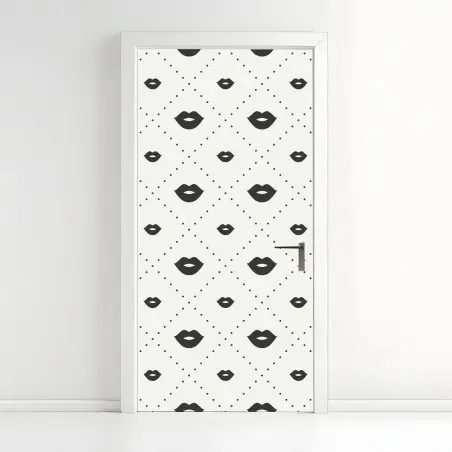 Door sticker minimalist monochrome lips pattern • Wallissimo®