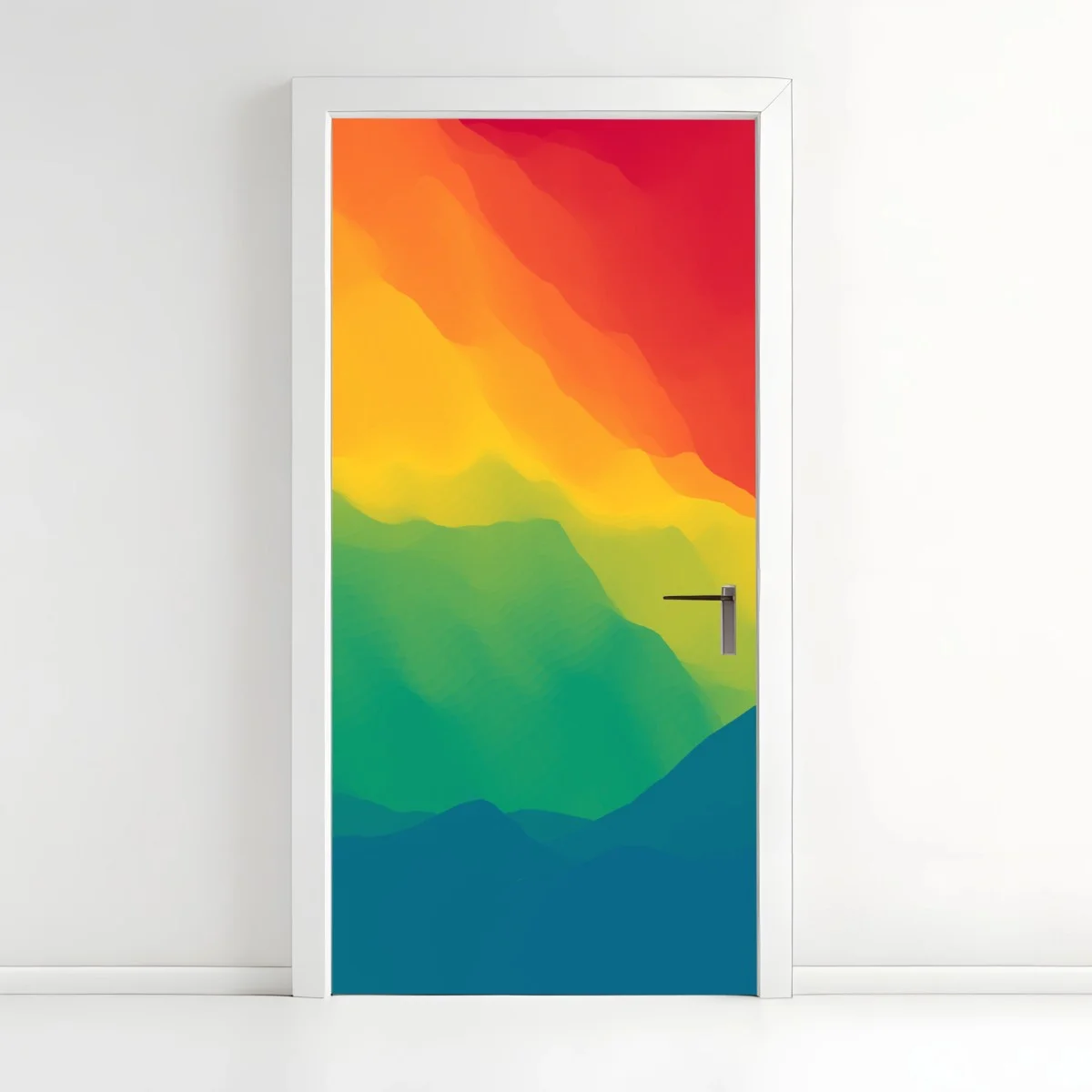 Door sticker vibrant layered mountain gradient • Wallissimo® Door sticker vibrant layered mountain gradient • Wallissimo®