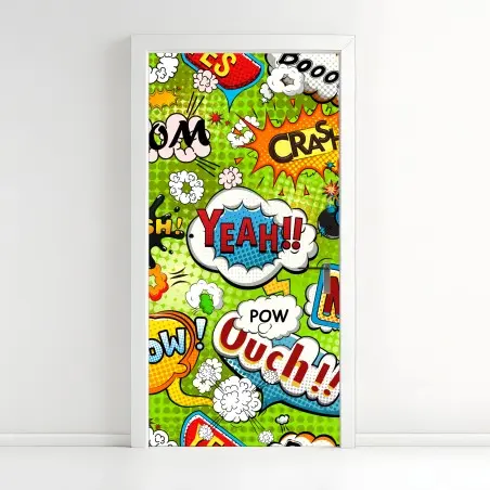 Door sticker vibrant pop art comic collage • Wallissimo®