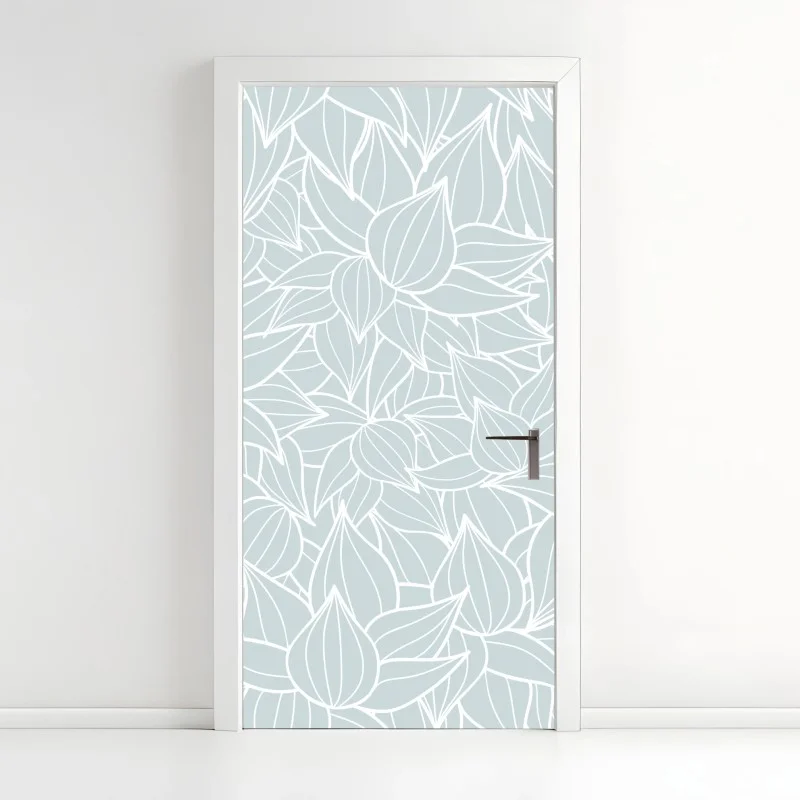 Door sticker soft turquoise leaf pattern
