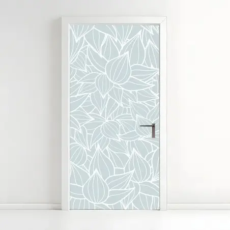 Door sticker soft turquoise leaf pattern • Wallissimo®