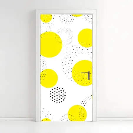 Door sticker bright yellow polka dot pattern wall art • Wallissimo®