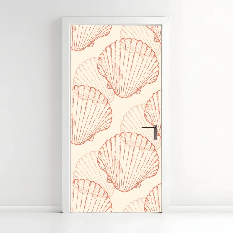 Door sticker coral scallop shell pattern