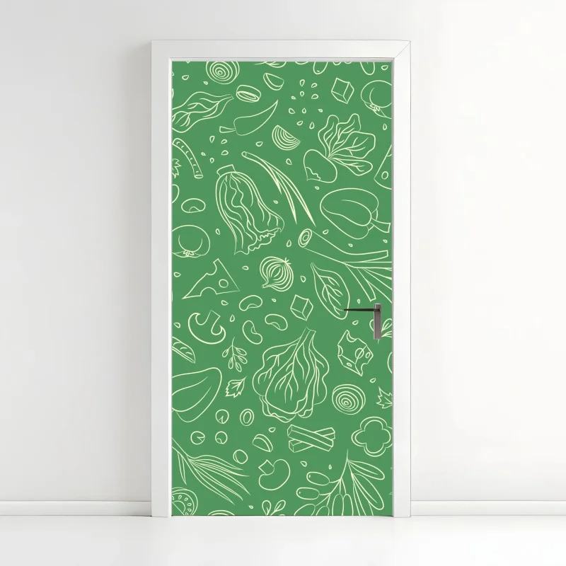 Door sticker green vegetable pattern