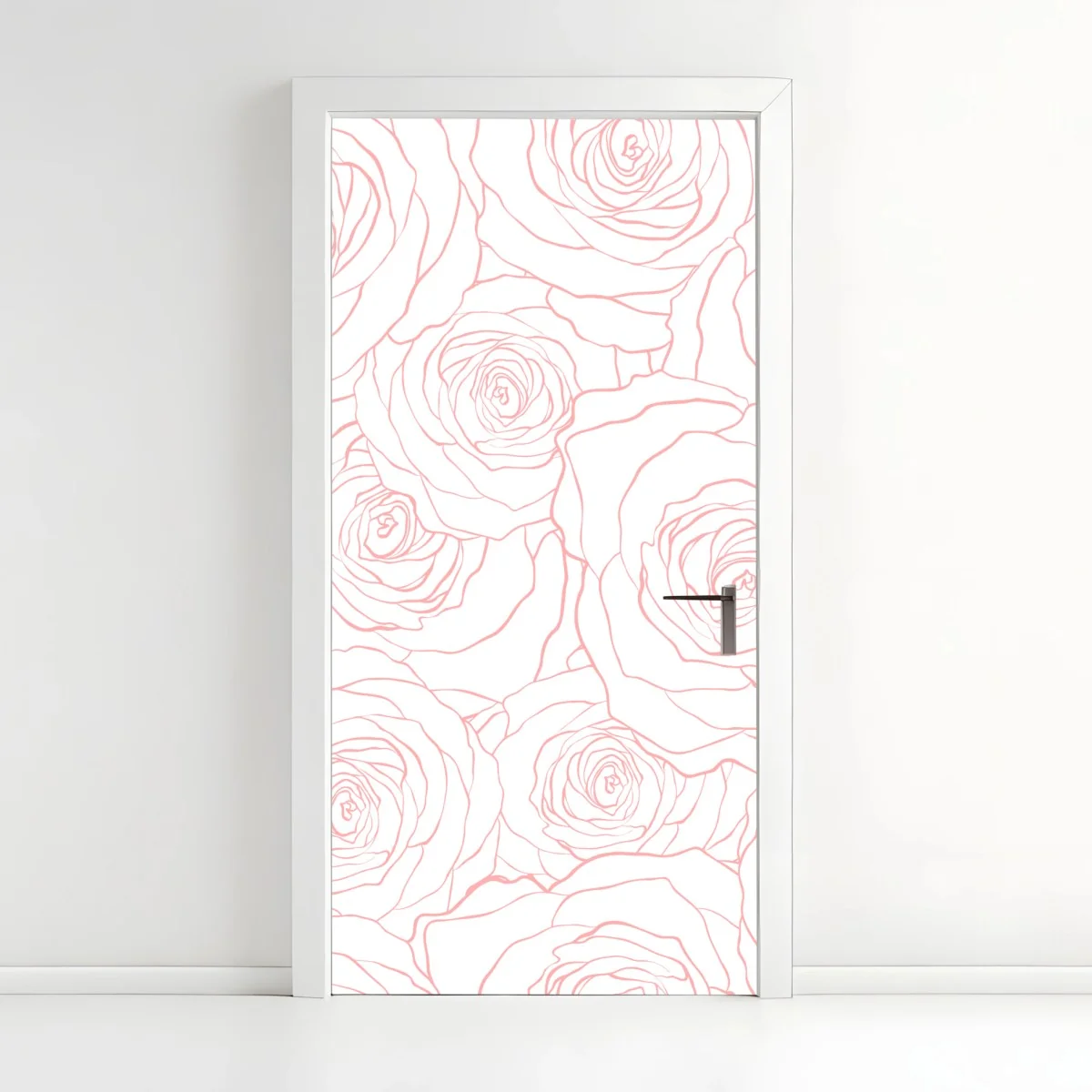 Door sticker delicate pink rose line pattern • Wallissimo® Door sticker delicate pink rose line pattern • Wallissimo®