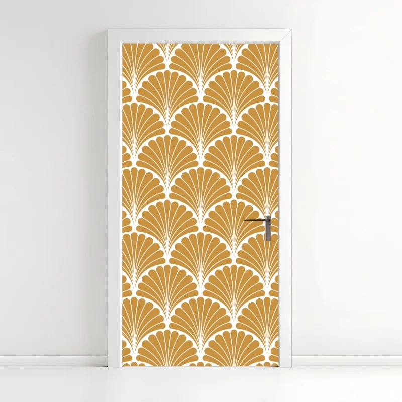 Door sticker golden art deco fan pattern