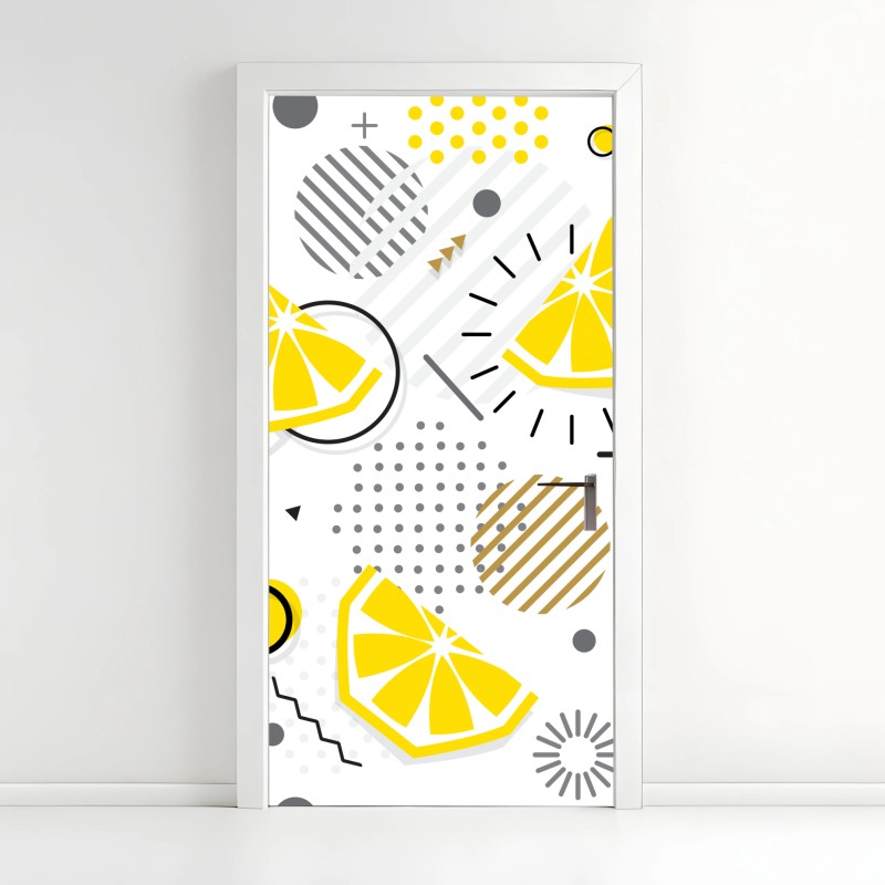 Door sticker bright citrus geometric pattern